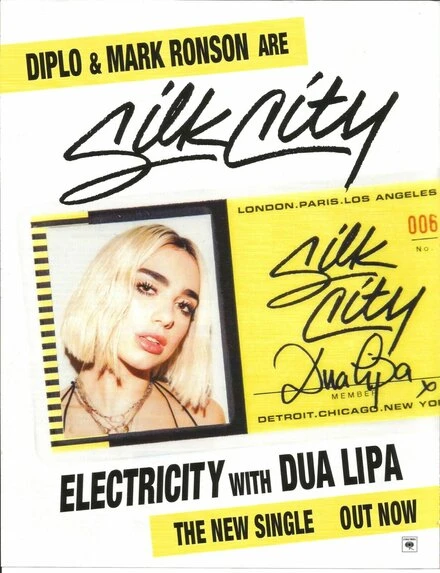 Постер Silk City & Dua Lipa Feat. Diplo & Mark Ronson: Electricity